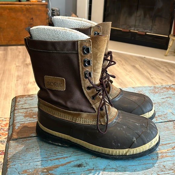 Sorel Other - Sorel Men's Felt Lined Brown Tan Leather Duck Boots G089 Size 8